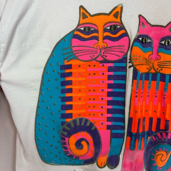 Salsa Caliente Rainbow Cat Cousins Tee Shirt Cover Up Size M Vintage Cozumel - Picture 12 of 17